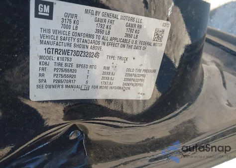 2013 GMC Sierra 1500 Slt из США, поврежденный, VIN 1GTR2WE73DZ320246